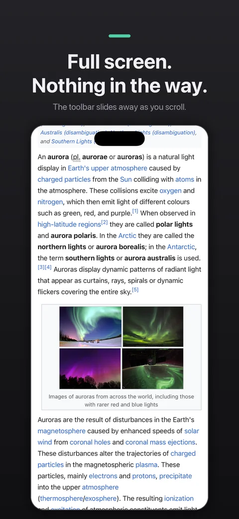 A page open full screen
