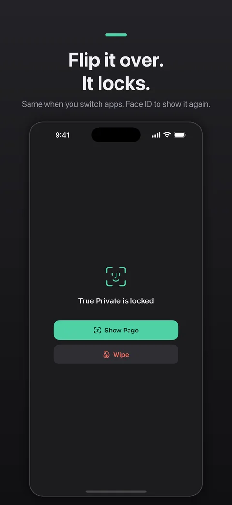 Lock screen with Show Page and Wipe